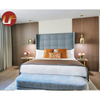 Muebles de dormitorio de hotel de lujo Cama de cuero tamaño king de madera maciza de pino