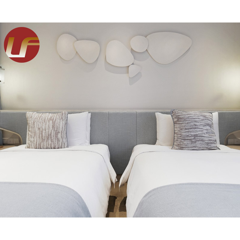 Marco tapizado de lujo de la cama del rey con el sistema de los muebles del dormitorio del hotel de la mesita de noche