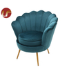 Sofá de terciopelo triturado azul moderno, silla con patas doradas, muebles de restaurante de lujo, sillón de tela para comedor