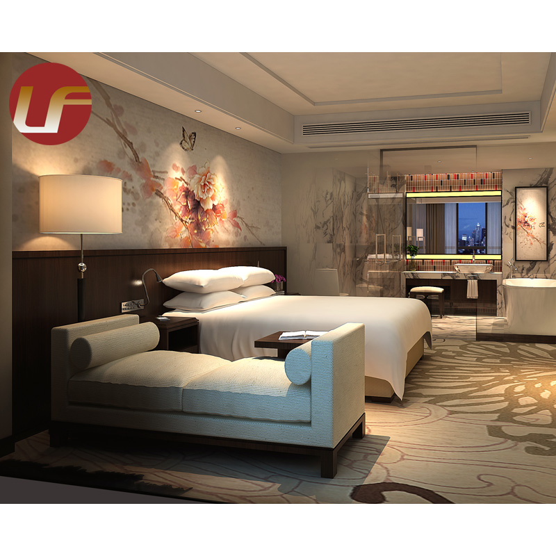 Conjunto de dormitorio de hotel de tela metálica de lujo de 5 estrellas Moderno Villa Suite de muebles por encargo