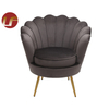 Sofá de terciopelo triturado azul moderno, silla con patas doradas, muebles de restaurante de lujo, sillón de tela para comedor