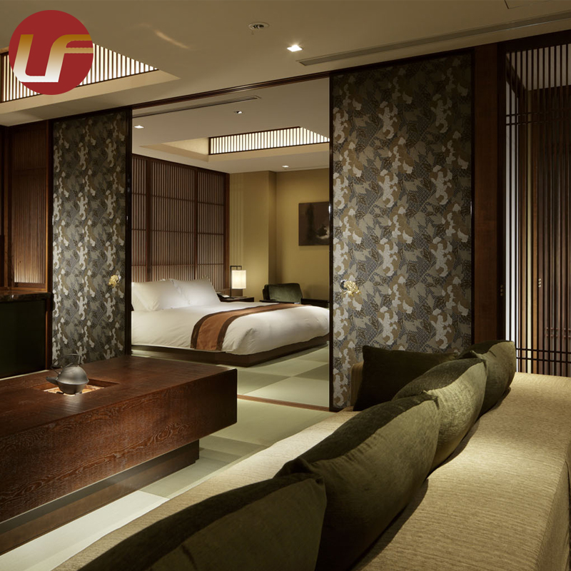 Fábrica de Guangdong, cama King moderna de melamina, 4, 5 estrellas, proyecto de apartamento de Hotel, conjunto completo de muebles de dormitorio